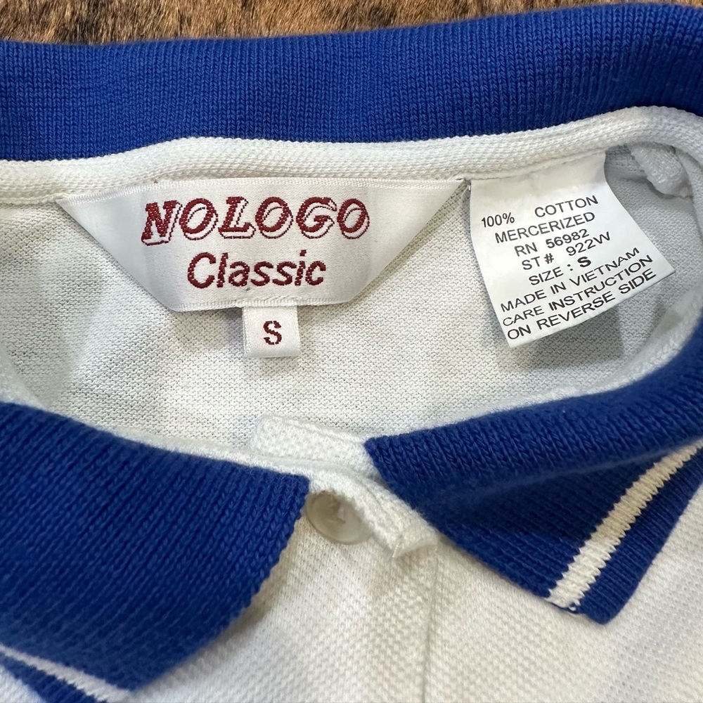 Women’s size Small nologo classic white with blue collar polo sleeveless shirt - Picture 4 of 7